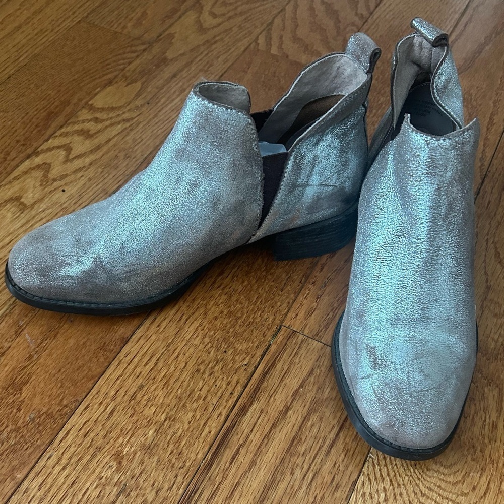 Seychelles On Stage Ankle Boots 6.5 Pewter Distressed Suede Leather Western